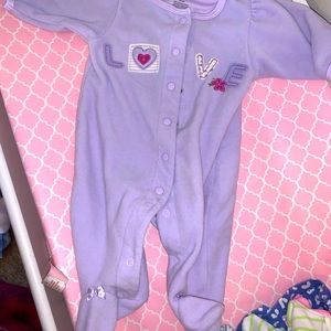 Baby girls purple footie pjs